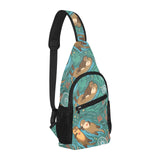 cute brown sea otters ornamental seaweed corals gr All Over Print Chest Bag