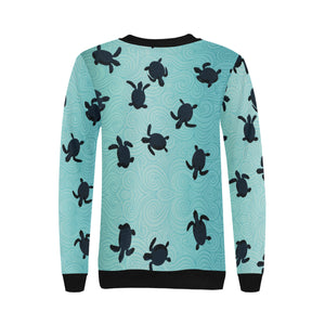 Sea turtle with blue ocean backgroud Women's Crew Neck Sweatshirt