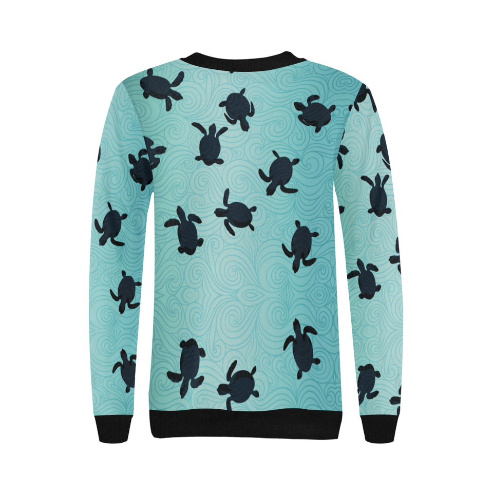 Sea turtle with blue ocean backgroud Women's Crew Neck Sweatshirt