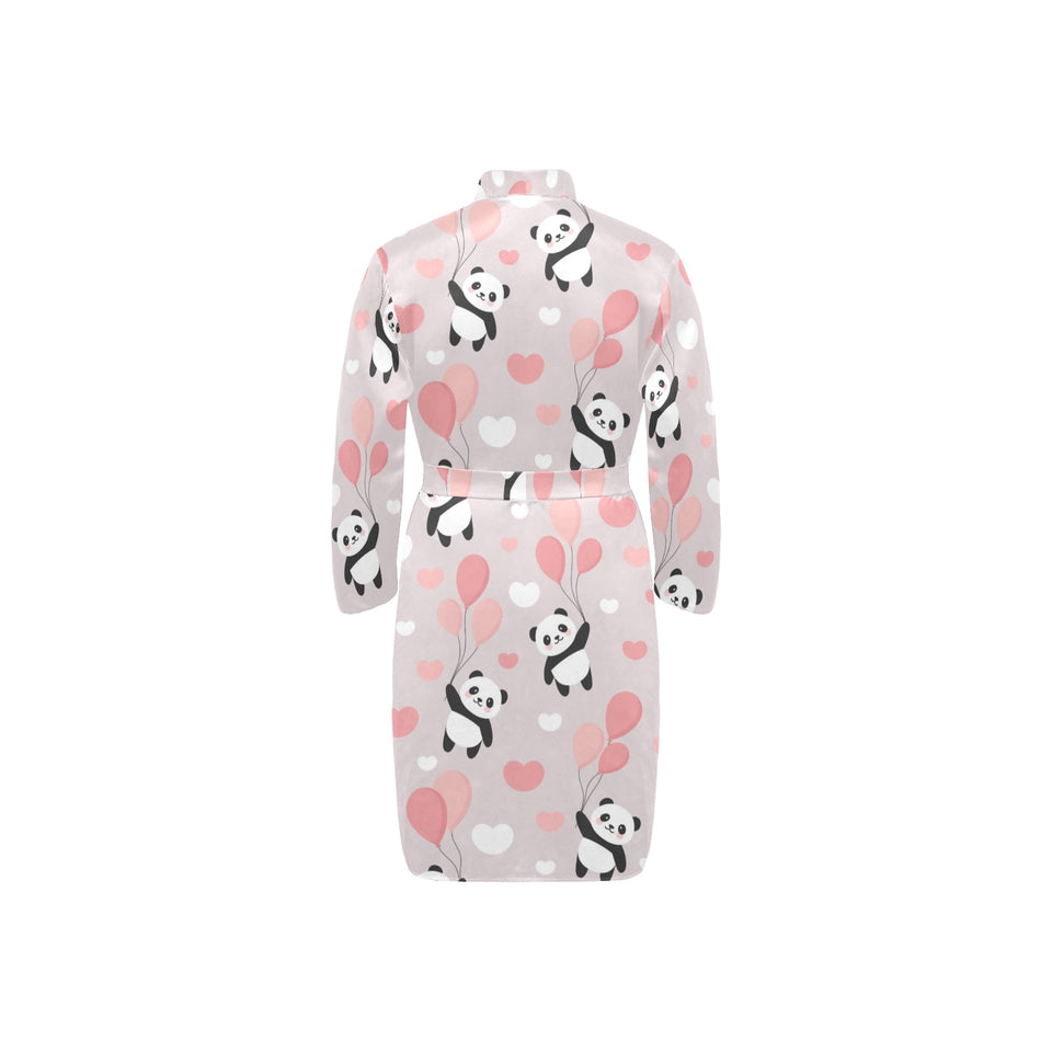 Cute panda ballon heart pattern Men's Long Sleeve Belted Night Robe
