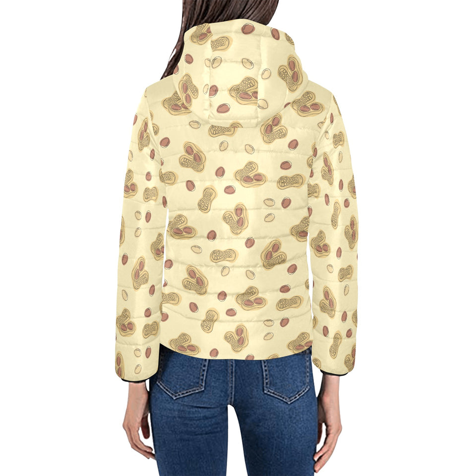 peanuts design pattern Women's Padded Hooded Jacket