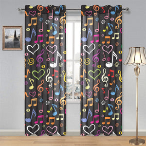 Music Notes Pattern Print Design 02 Gauze Curtain