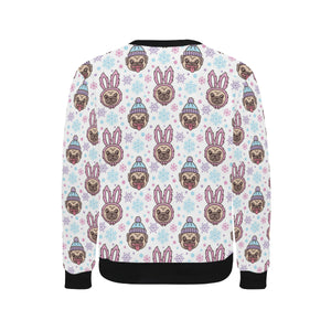 Cute pug hat rabbit costume pattern Men's Crew Neck Sweatshirt