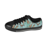 Monkey Palm tree background Men's Low Top Canvas Shoes Black