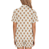 Pancake Pattern Print Design 01 Women's V-Neck Short Pajama Set
