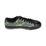 Cute owls leaves pattern Men's Low Top Canvas Shoes Black