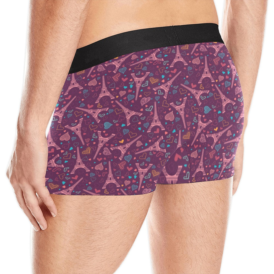 Eiffel Tower Heart Pattern Print Design 04 Men's All Over Print Boxer Briefs Men's Underwear