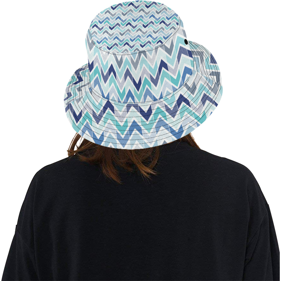 zigzag  chevron blue pattern Unisex Bucket Hat