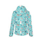 Christmas cute siberian husky puppie pattern Women's Padded Hooded Jacket