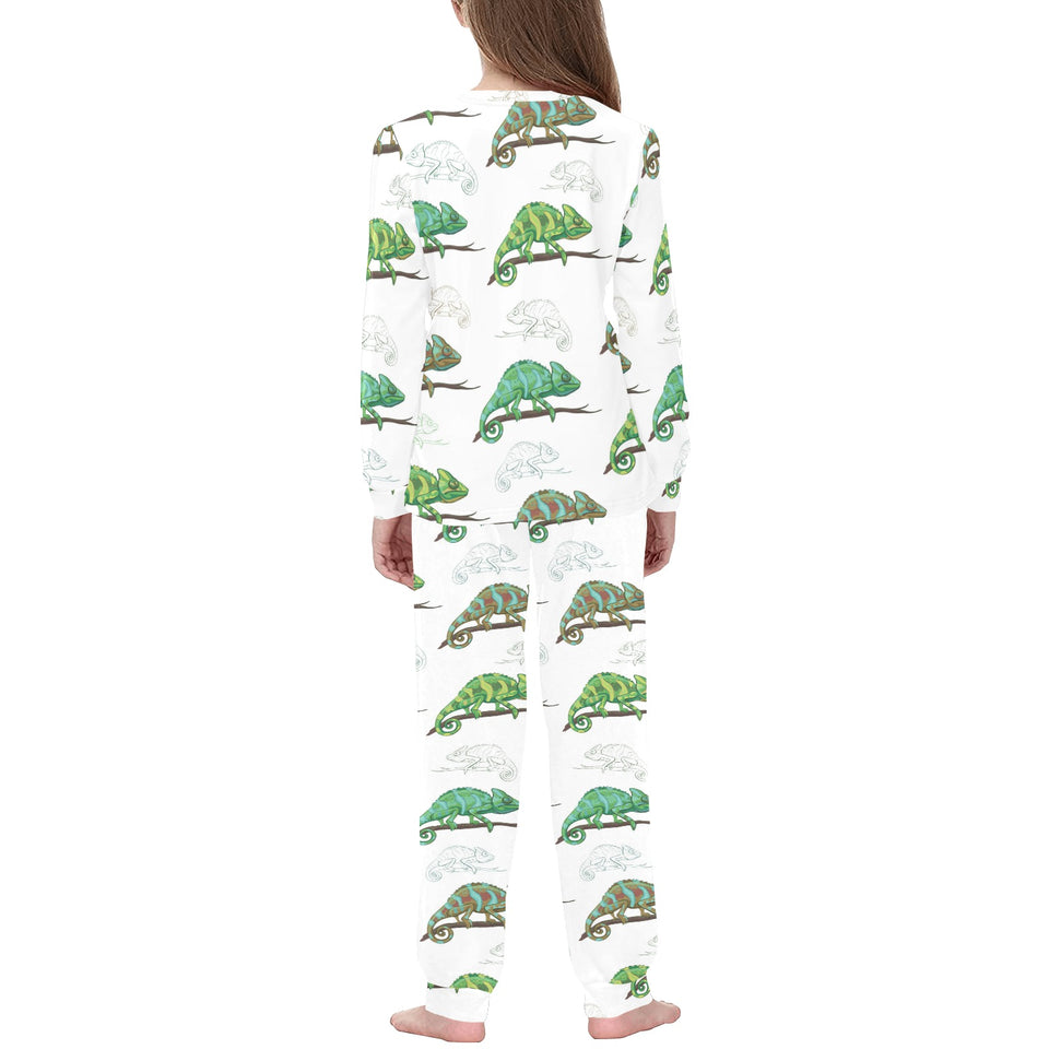 Chameleon lizard pattern Kids' Boys' Girls' All Over Print Pajama Set