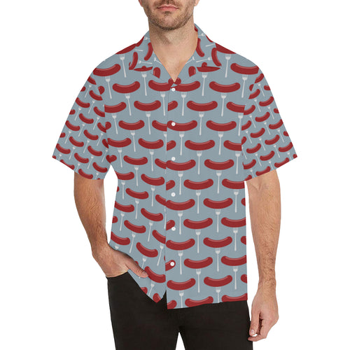 Sausage Pattern Print Design 02 Men's All Over Print Hawaiian Shirt (Model T58)