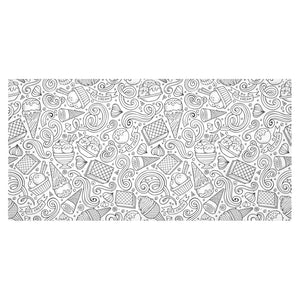 Cartoon hand drawn ice cream black white Tablecloth