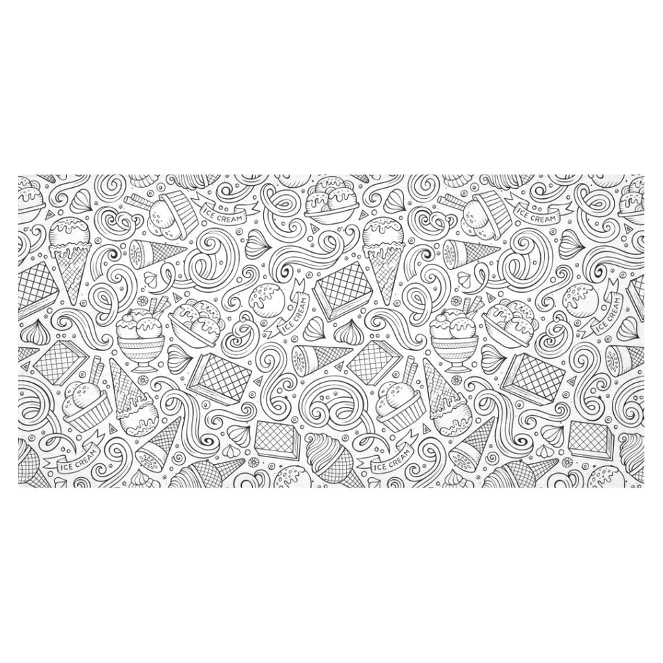 Cartoon hand drawn ice cream black white Tablecloth