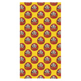 Daruma japanese wooden doll yellow background Bath Towel