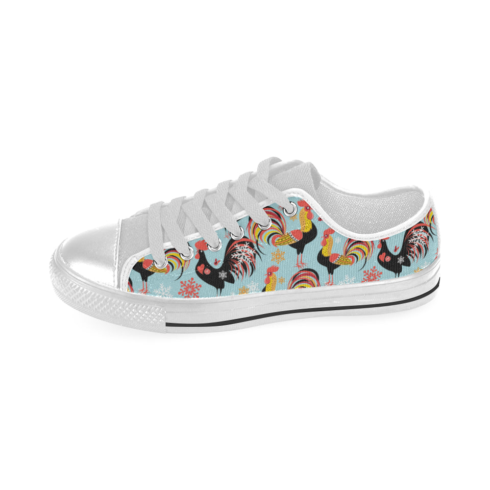 Rooster chicken cock snowfalke Men's Low Top Shoes White