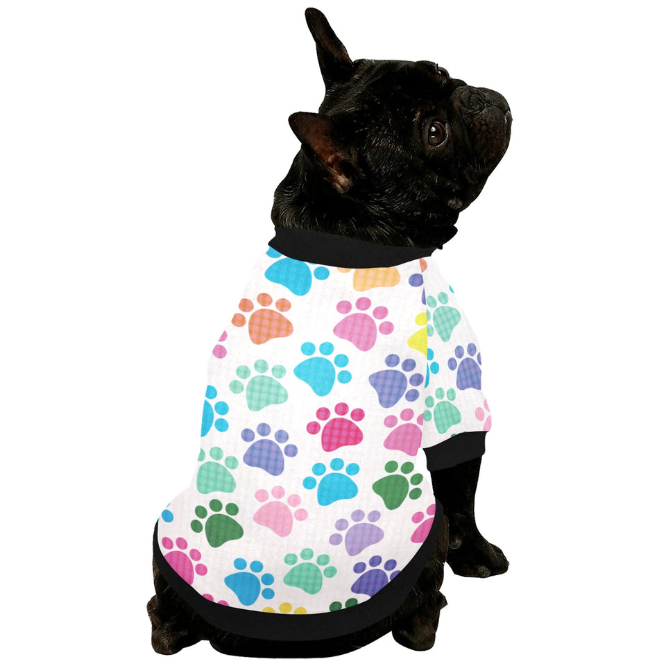 Dog Paws Pattern Print Design 01 All Over Print Pet Dog Round Neck Fuzzy Shirt