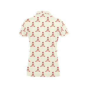 Golden Retriever Pattern Print Design 01 Women's All Over Print Polo Shirt