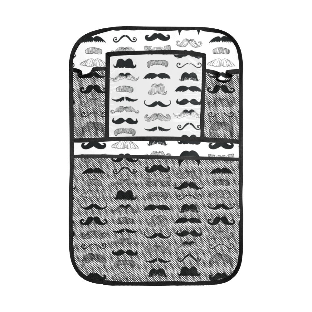 Mustache Beard Pattern Print Design 04 Car Seat Back Organizer