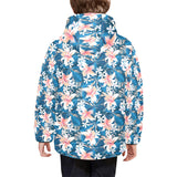 Hibiscus Pattern Print Design 02 Kids' Boys' Girls' Padded Hooded Jacket
