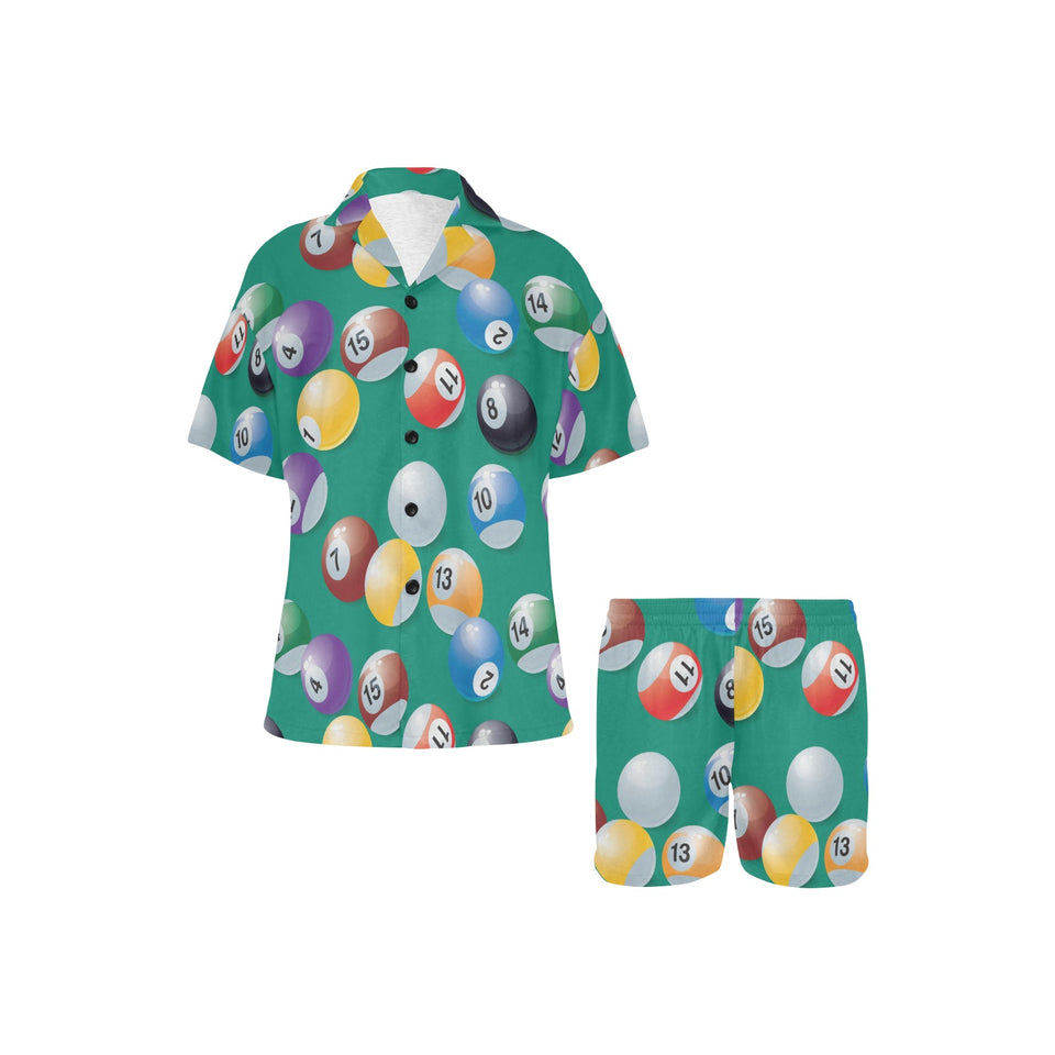 Billiard Ball Pattern Print Design 01 Women's V-Neck Short Pajama Set