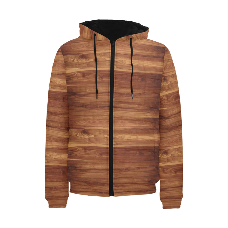 Wood Printed Pattern Print Design 04 Men's Padded Hooded Jacket