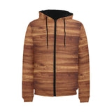 Wood Printed Pattern Print Design 04 Men's Padded Hooded Jacket