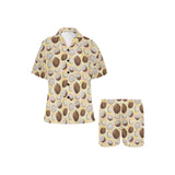 Coconut Pattern Print Design 05 Women's V-Neck Short Pajama Set