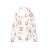 Daruma japanese wooden doll cherry blossom flower Women's Padded Hooded Jacket