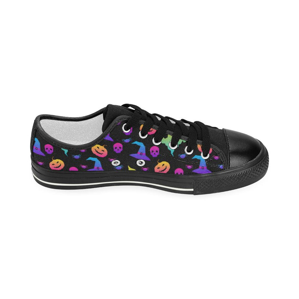 Colorful halloween background Kids' Boys' Girls' Low Top Canvas Shoes Black