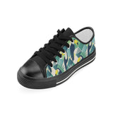 Toucan tropical leaves design pattern Women's Low Top Canvas Shoes Black