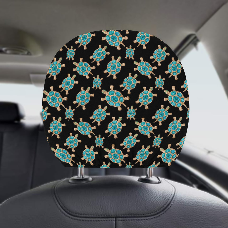 Sea turtle blue stone pattern Car Headrest Cover