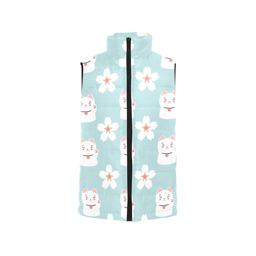 Maneki neko cat sakura Men's Padded Vest