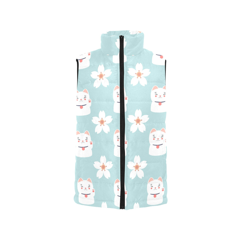 Maneki neko cat sakura Men's Padded Vest