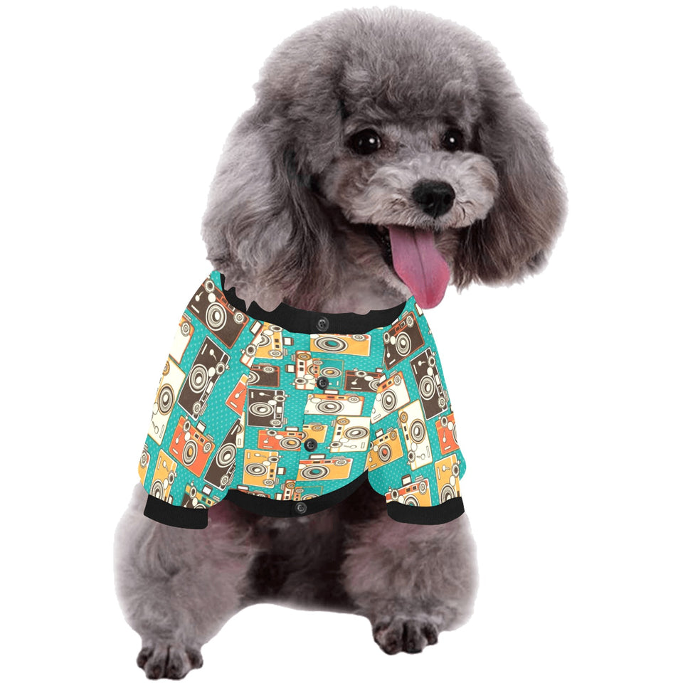 Camera Pattern Print Design 03 All Over Print Pet Dog Round Neck Fuzzy Shirt