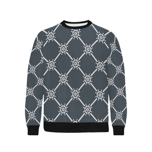 nautical steering wheel rope pattern Men's Crew Neck Sweatshirt