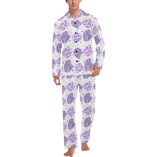 Hedgehog Pattern Print Design 05 Men's Long Pajama Set