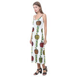 colorful apples leave zebra stripe V-Neck Open Fork Long Dress