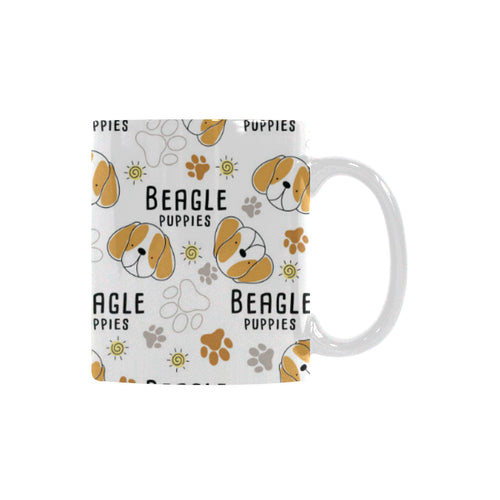 Cute beagle dog pattern background Classical White Mug (Fulfilled In US)