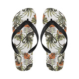 Monkey red hibiscus flower palm leaves floral patt Unisex Flip Flops