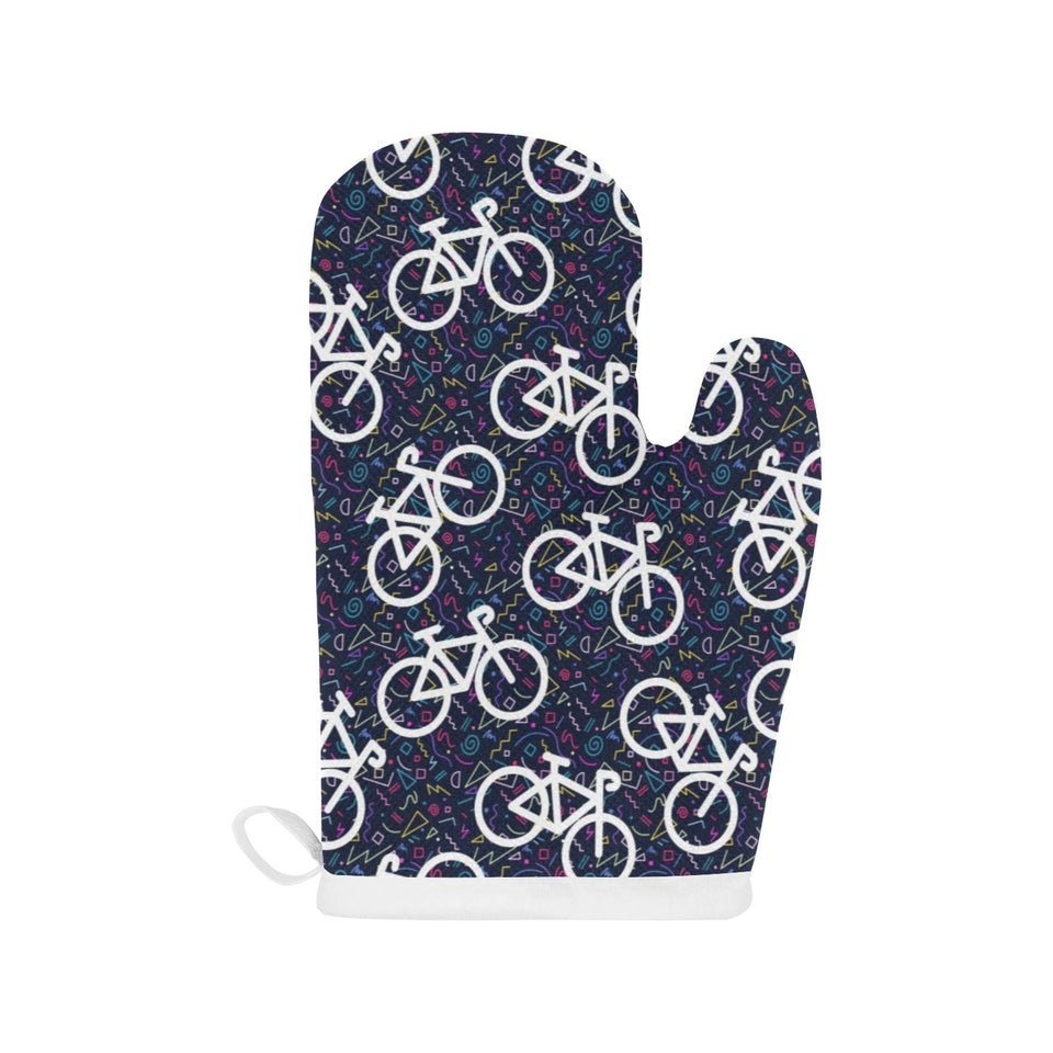 Bicycle Pattern Print Design 03 Heat Resistant Oven Mitts