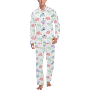 Hippopotamus Pattern Print Design 03 Men's Long Pajama Set