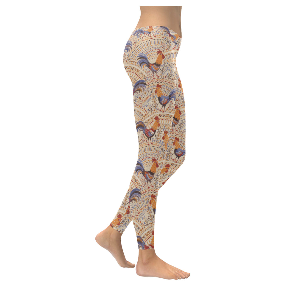 Cute rooster chicken cock floral ornament backgrou Women's Legging Fulfilled In US
