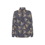 Gold ginkgo leaves Women's Long Sleeve Polo Shirt