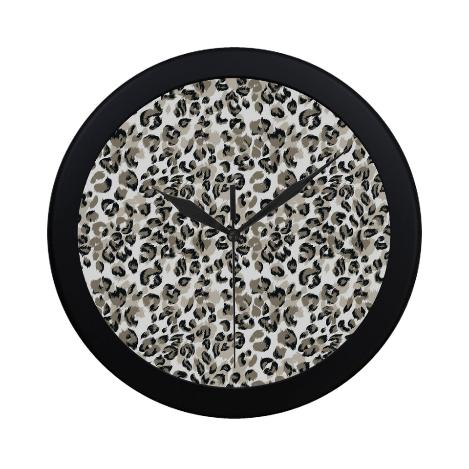 Leopard skin print pattern Elegant Black Wall Clock