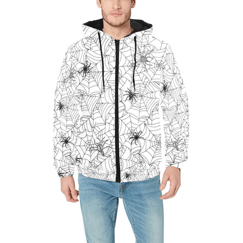 Spider web cobweb pattern Men's Padded Hooded Jacket
