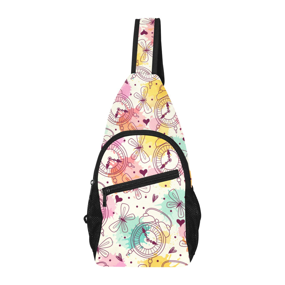 Clock butterfly pattern All Over Print Chest Bag