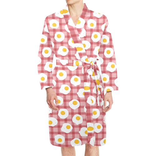 Fried Eggs Pattern Print Design 03 Men's Long Sleeve Belted Night Robe