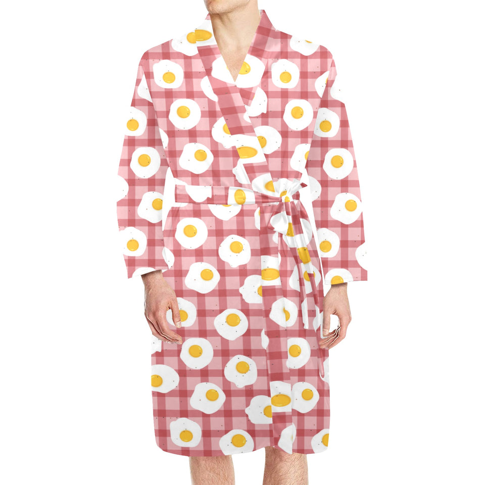 Fried Eggs Pattern Print Design 03 Men's Long Sleeve Belted Night Robe