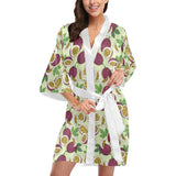 Paassion fruit pattern Women's Short Kimono Robe