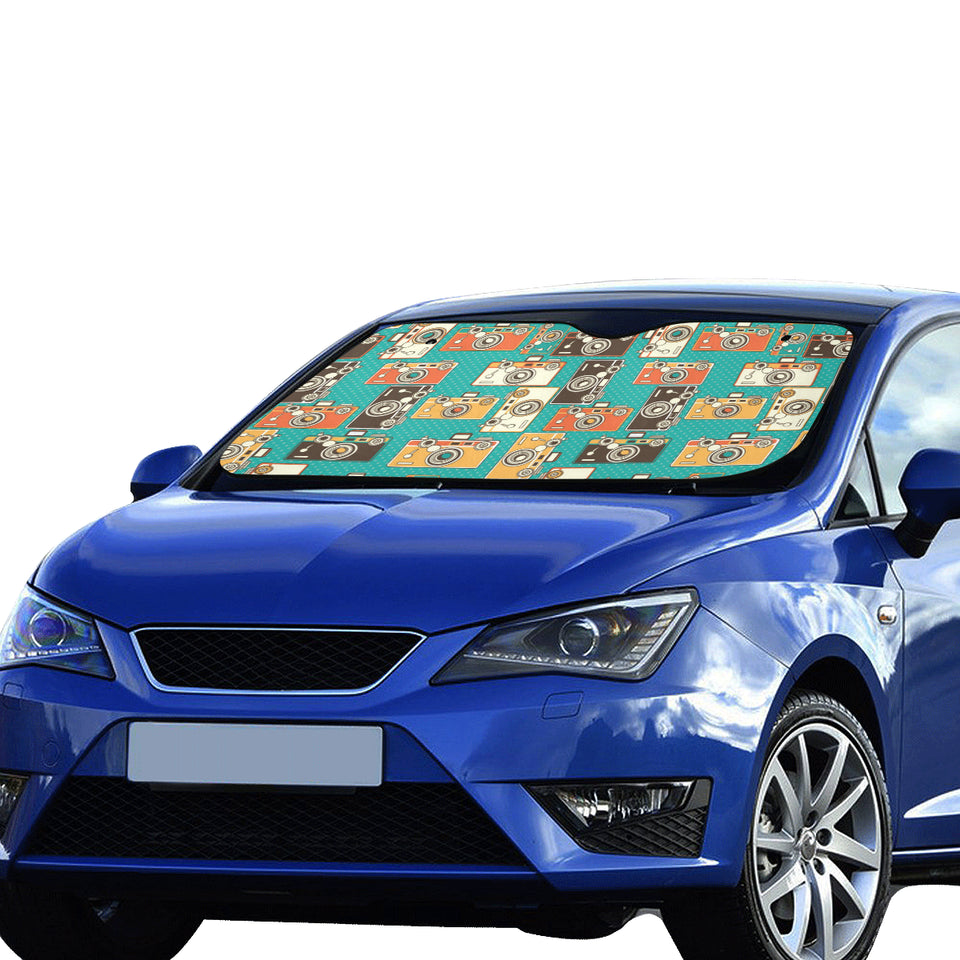 Camera Pattern Print Design 03 Car Sun Shade